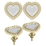 0.15 Carat (ctw) Round White Diamond Chain Framed Heart Stud Earrings in 14K Yellow Gold