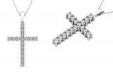 0.70 Carat (ctw) Round White Diamond Cross Pendant for Her with 18 Inch Silver Chain | 925 Sterling Silver