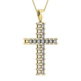 0.70 Carat (ctw) Round White Diamond Cross Pendant for Her with 18 Inch Gold Chain | 18K Yellow Gold