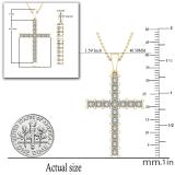 0.70 Carat (ctw) Round White Diamond Cross Pendant for Her with 18 Inch Gold Chain | 18K Yellow Gold