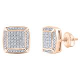 0.25 Carat (ctw) Round White Diamond Square Frame Stud Earrings for Women 1/4 CT | 10K Rose Gold