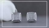 0.25 Carat (ctw) Round White Diamond Square Frame Stud Earrings for Women 1/4 CT | 10K White Gold
