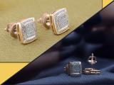 0.20 Carat (ctw) Round White Diamond Square Frame Stud Earrings for Women | 10K Rose Gold