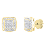 0.20 Carat (ctw) Round White Diamond Square Frame Stud Earrings for Women | 10K Yellow Gold