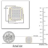 0.20 Carat (ctw) Round White Diamond Square Frame Stud Earrings for Women | 10K Yellow Gold