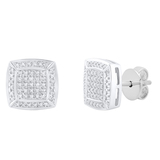 0.20 Carat (ctw) Round White Diamond Square Frame Stud Earrings for Women | 925 Sterling Silver