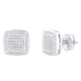 0.20 Carat (ctw) Round White Diamond Square Frame Stud Earrings for Women | 925 Sterling Silver