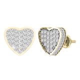 0.90 Carat (ctw) Round White Diamond Filled Love Heart Shaped Cluster Stud Earrings for Women | 18K Rose Gold