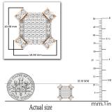 0.50 Carat (ctw) Round White Diamond Geometric Octagon Shape Square Cluster Stud Earrings for Women | 10K Rose Gold