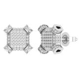 0.50 Carat (ctw) Round White Diamond Geometric Octagon Shape Square Cluster Stud Earrings for Women | 10K White Gold