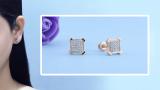 0.20 Carat (ctw) Round White Diamond Square Cluster Ice Cube Shape V Prong Stud Earrings for Women | 18K Rose Gold