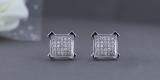 0.20 Carat (ctw) Round White Diamond Square Cluster Ice Cube Shape V Prong Stud Earrings for Women | 925 Sterling Silver