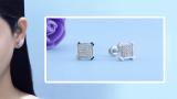0.20 Carat (ctw) Round White Diamond Square Cluster Ice Cube Shape V Prong Stud Earrings for Women | 925 Sterling Silver