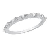 0.12 Carat (ctw) Round Diamond Ladies 7 Stone Delicate Infinity Swirl Wedding Band Sterling Silver