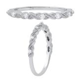 0.12 Carat (ctw) Round Diamond Ladies 7 Stone Delicate Infinity Swirl Wedding Band Sterling Silver