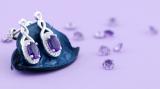 6X4 MM Oval Amethyst & Round Diamond Infinity Swirl Halo Drop Stud Earrings for Her Sterling Silver