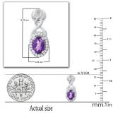 6X4 MM Oval Amethyst & Round Diamond Infinity Swirl Halo Drop Stud Earrings for Her Sterling Silver