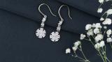 0.21 Carat (ctw) Round White Diamond Ladies Dangling Floral Earrings 1/4 CT | 10K White Gold
