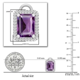 8X6 MM Emerald Shaped Amethyst & White Diamond Fashion Halo Stud Earrings For Her | 10K White Gold
