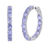 4x5mm Oval Tanzanite Inside-Out Classy Hinged Post Hoop Earrings for Women in 925 Sterling Silver