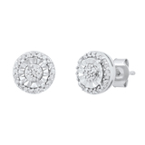 0.33 Carat (ctw) Round White Diamond Ladies Cluster Flower Stud Earrings 1/3 CT 925 Sterling Silver