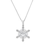 0.12 Carat (ctw) Round White Dancing Diamond Ladies Snowflake Illusion Pendant 925 Sterling Silver