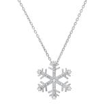 0.10 Carat (ctw) Round White Diamond Ladies Snowflake Pendant 1/10 CT | 925 Sterling Silver