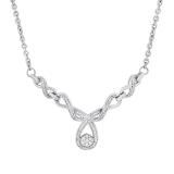 0.20 Carat (ctw) Round White Diamond Ladies Double Infinity Knot Necklace 1/5 CT | Sterling Silver
