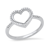 0.10 Carat (ctw) Round White Diamond Ladies Heart Shape Promise Ring 1/10 CT 925 Sterling Silver