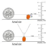 5X7 mm Oval Cabochon Fire Opal Ladies Solitaire Stud Earrings & Pendant Set | 925 Sterling Silver
