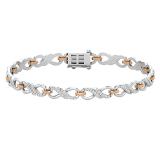 0.52 Carat (ctw) Round White Diamond Ladies Infinity Tennis Link Bracelet 1/2 CT | 14K White and Rose Gold