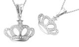 0.14 Carat (ctw) Round Diamond Majestic Queen Crown Pendant for Her | 10K White Gold