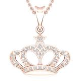 0.14 Carat (ctw) Round Diamond Majestic Queen Crown Pendant for Her | 18K Rose Gold