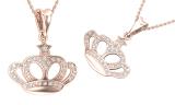 0.14 Carat (ctw) Round Diamond Majestic Queen Crown Pendant for Her | 18K Rose Gold