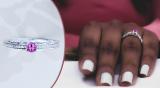 3.4 MM Round Amethyst & White Diamond Tapered Shank Wedding Ring for Her | 925 Sterling Silver