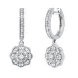 0.41 Carat (ctw) Round White Diamond Vintage-Inspired Floral Drop & Dangle Earrings For Her | 10K White Gold
