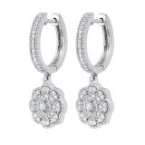 0.41 Carat (ctw) Round White Diamond Vintage-Inspired Floral Drop & Dangle Earrings For Her | 10K White Gold