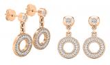 0.19 Carat (ctw) Ladies Round White Diamond Open Circle Drop & Dangle Earring | 10K Rose Gold