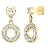 0.19 Carat (ctw) Ladies Round White Diamond Open Circle Drop & Dangle Earring | 14K Yellow Gold