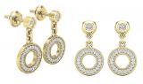 0.19 Carat (ctw) Ladies Round White Diamond Open Circle Drop & Dangle Earring | 14K Yellow Gold
