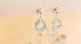 0.19 Carat (ctw) Ladies Round White Diamond Open Circle Drop & Dangle Earring | 14K Yellow Gold