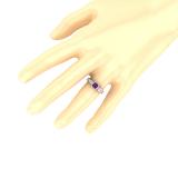 Ladies 5X5 MM Princess Amethyst & White Diamond 3 Stone Past Present Future Engagement Ring | 18K Rose Gold