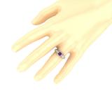 Ladies 5X5 MM Princess Amethyst & White Diamond 3 Stone Past Present Future Engagement Ring | 18K Yellow Gold