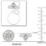9X6 MM Pear Cubic Zirconia and 0.78 Carat (ctw) White Diamond Halo Wedding Ring Set for Women | 925 Sterling Silver