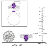 9X6 MM Pear Amethyst and 0.78 Carat (ctw) White Diamond Halo Wedding Ring Set for Women | 950 Platinum