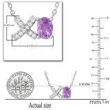 7X5 mm Oval Amethyst & Round White Diamond 