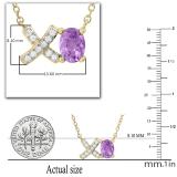 7X5 mm Oval Amethyst & Round White Diamond 