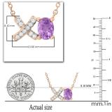 7X5 mm Oval Amethyst & Round White Diamond 