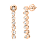 Round Diamond Ladies Screw Back Long Dangling Earrings (0.26 ctw Color I-J Clarity I1-I2) | 14K Rose Gold