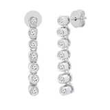 Round Diamond Ladies Push Back Long Dangling Earrings (0.26 ctw Color I-J Clarity I2-I3) | 925 Sterling Silver